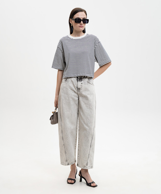 Solotre Белая футболка в полоску M1AB0056 изображение 2