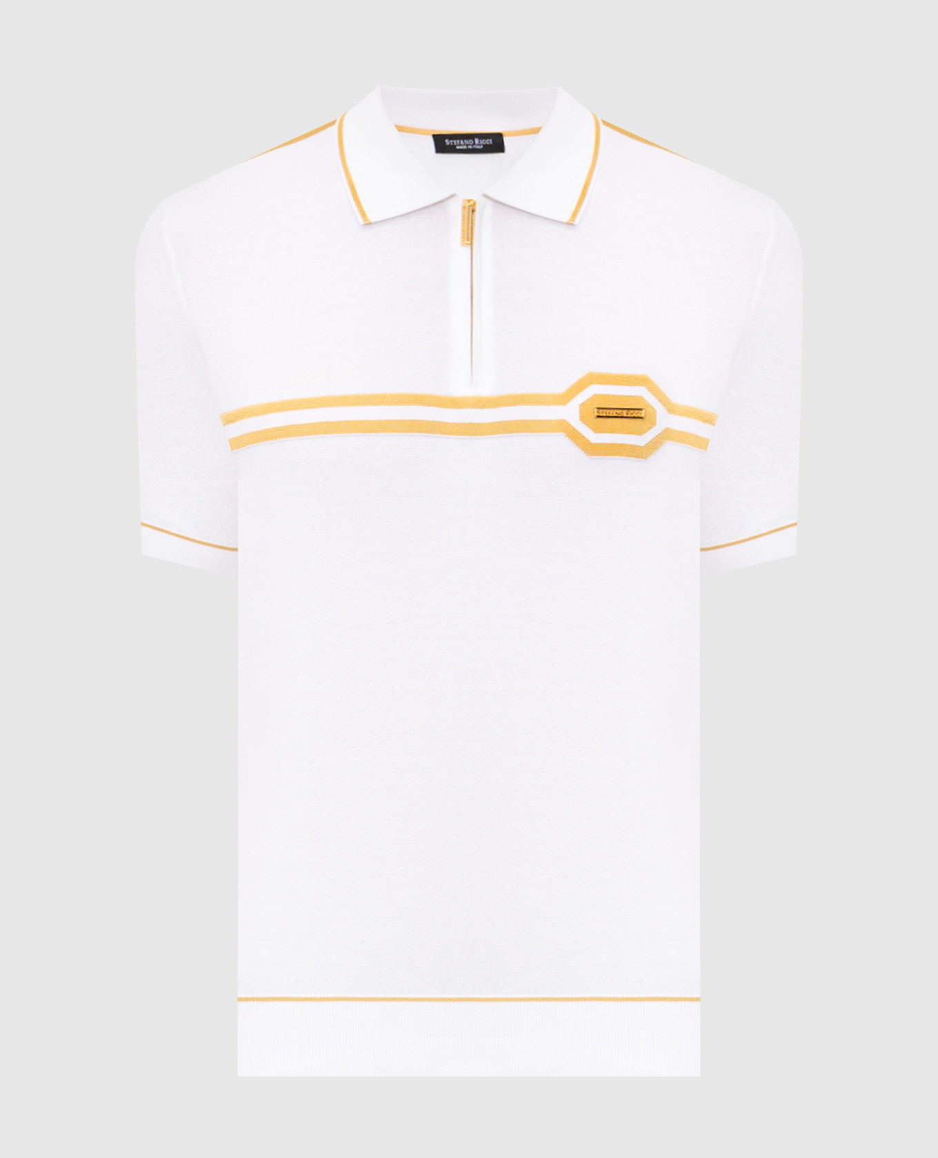 Белое поло с шелком