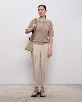 Peserico Бежевые брюки из льна A0404302606