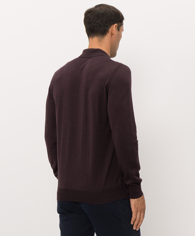 Bertolo Cashmere Фиолетовое поло из шерсти и шелка с фактурным узором 902473002514 изображение 4