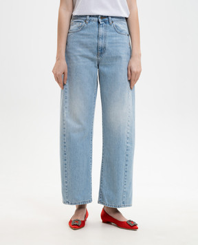 Solotre Голубые джинсы с эффектом потертости M1AB0135