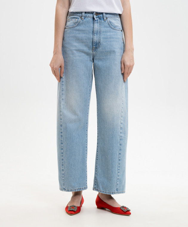 Solotre Голубые джинсы с эффектом потертости M1AB0135 изображение 3