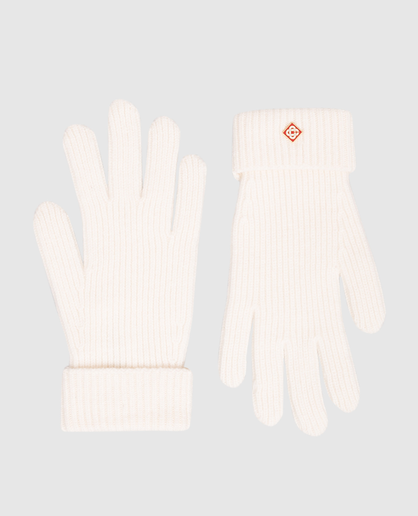 

Белые перчатки из шерсти с эмблемой, Белый, Перчатки