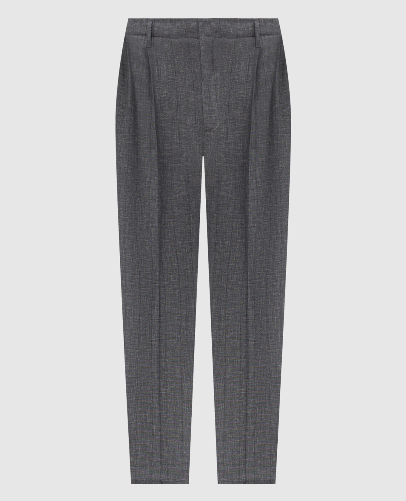 

Серые брюки из шерсти в полоску, Серый, Прямые брюки