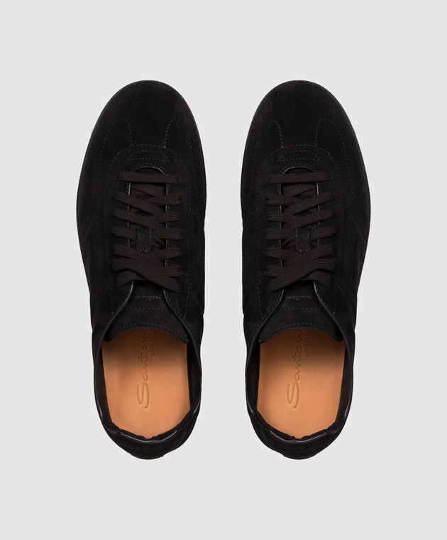 Santoni Черные замшевые кроссовки MBPL22072NERTSE2 изображение 4