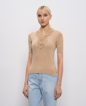 Ermanno Scervino Бежевий топ з мереживом D485L309APYOJ