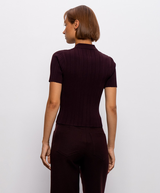Victoria Beckham Бордовый топ в рубчик на молнии 1326KTP007305A изображение 4