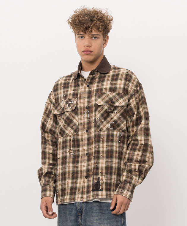 Palm Angels Рубашка Surfer Dream Check в клетку PAMGE005FB002m изображение 3