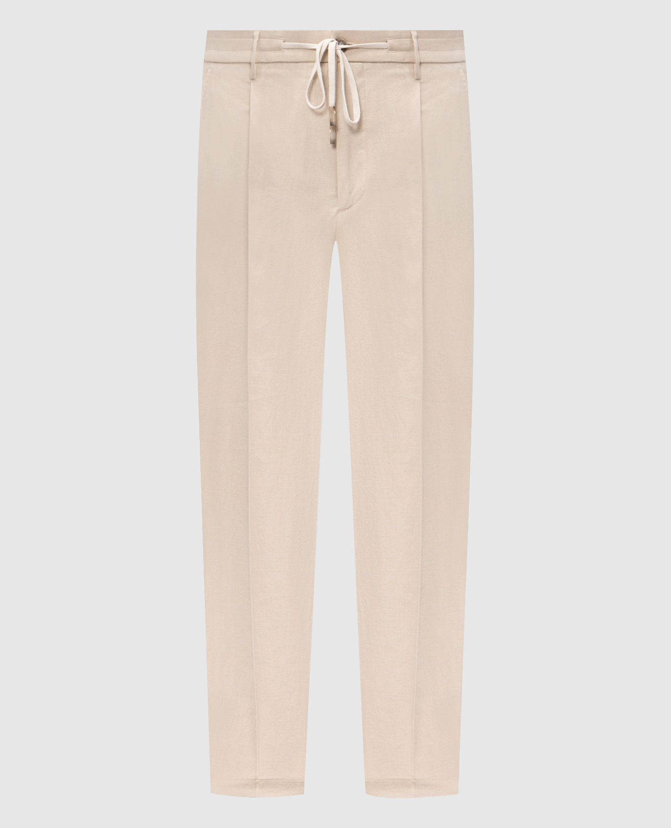 Бежевые брюки из льна