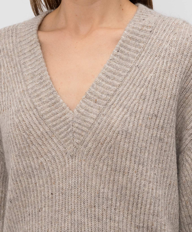 Brunello Cucinelli Бежевый пуловер с кашемиром и шерстью MTX755602P изображение 5
