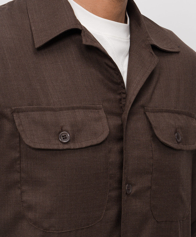 Doriani Cashmere Коричнева сорочка з вовни та шовку DOSLIDR42T196 зображення 5