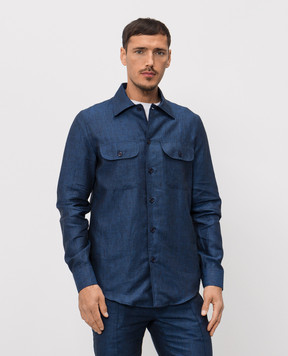 Doriani Cashmere Синя сорочка з льону DOSLIDR42269782538