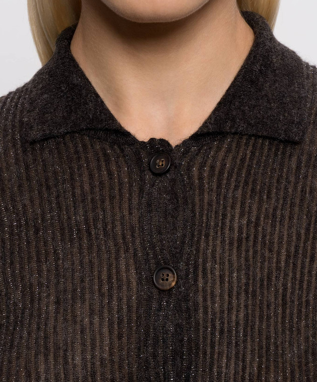Brunello Cucinelli Кардиган из шелка и шерсти MFR493706 изображение 5
