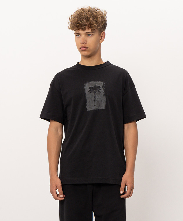 Palm Angels Черная футболка с брендовым принтом PAMAA001JR019 изображение 3