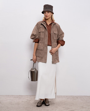 Brunello Cucinelli Коричнева сорочка з ланцюжком моніль M0091MA606