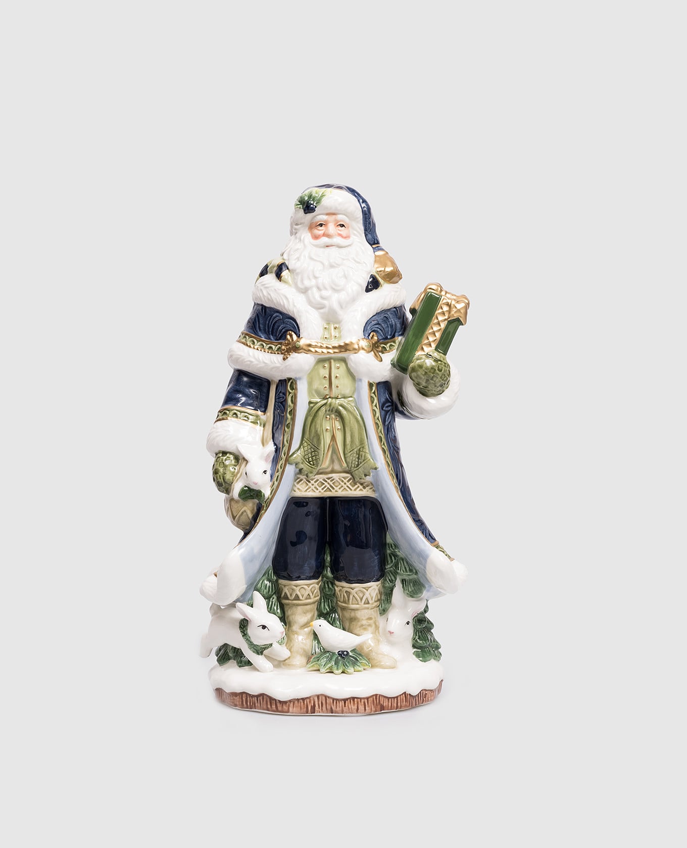 

Рождественская керамическая статуэтка Санта-Клауса синего цвета, Синий, Декор