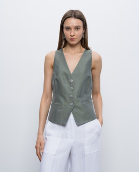 Peserico Жилет кольору хакі з льоном S0304100677
