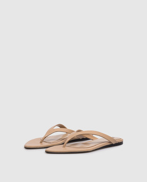 Ami Paris Бежеві шкіряні шльопанці FSV837AL0187