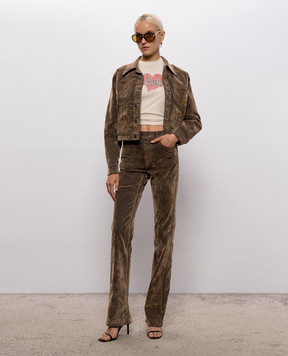 AMIRI Коричневые джинсы с патчем логотипа AW426JE005