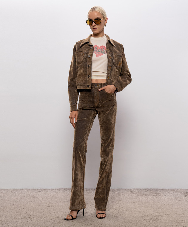 AMIRI Бежева футболка з принтом логотипа AW426JR011 зображення 2