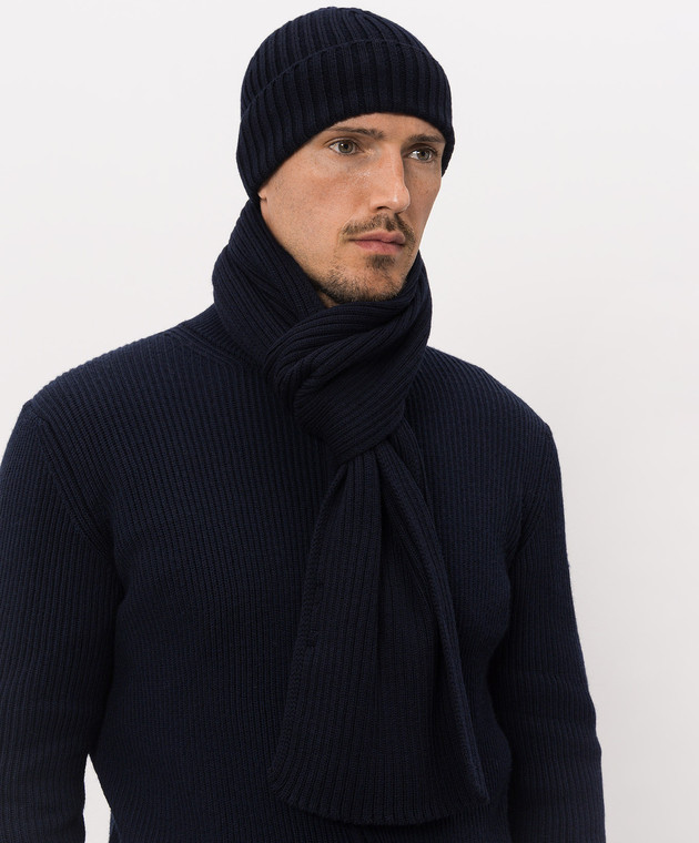 Cashmere&Whiskey Синяя шапка с шерстью 201 изображение 2