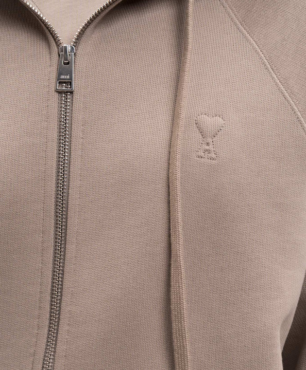 Ami Paris Бежевая спортивная куртка с эмблемой USW759747w изображение 5