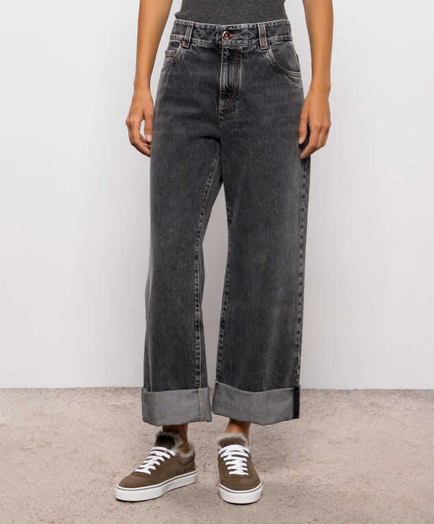 Brunello Cucinelli Серые джинсы с отворотами MA095P4114 изображение 3