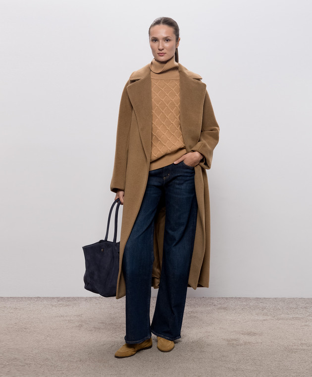 Max Mara Weekend Коричневе пальто TEMPERA на запах з вовною альпаки WKDTEMPERA зображення 2