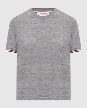 Thom Browne Серая меланжевая футболка из шерсти FJS232AJ0301