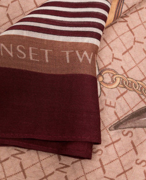 Twinset Бордовый платок с шерстью в принт Lucky Charms 262TO5530