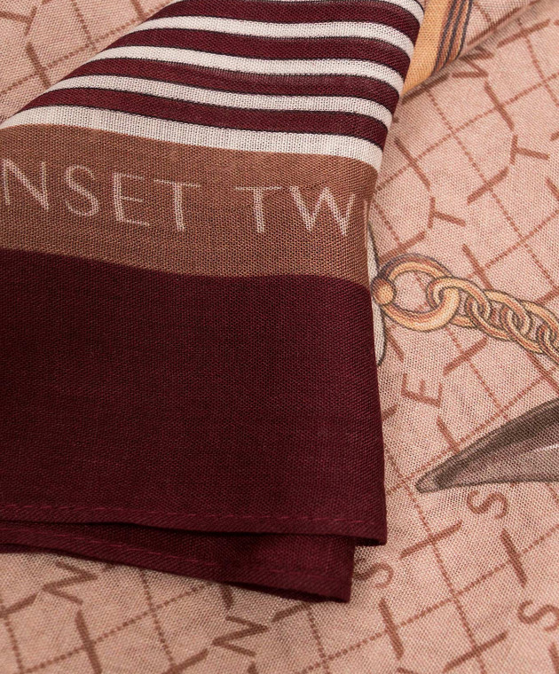 Twinset Бордова хустка з вовною в принт Lucky Charms 262TO5530 зображення 3