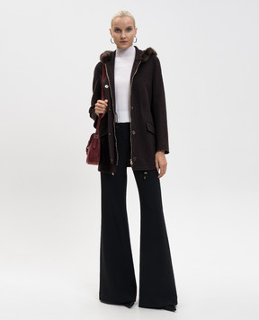 Heresis Коричневый парк из шерсти с мехом соболя P5380ZIG400