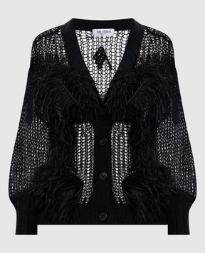 The Attico Чорний ажурний кардиган з вовною та пір'ям страуса 260WCD00011KMX002FS