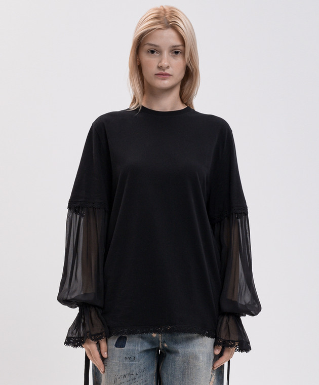 Ann Demeulemeester Черный лонгслив Loes B0014686FA206 изображение 3