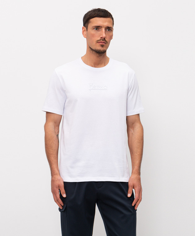 Herno Біла футболка з вишивкою логотипа JG000239U52000 зображення 3