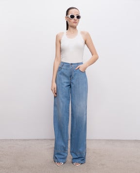 Ermanno Scervino Life Білий топ в рубчик з мереживом D484L302GWN