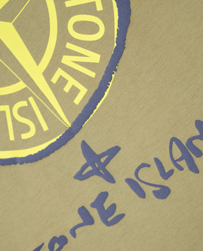 Stone Island Дитяча футболка кольору хакі з емблемою та логотипом L1S162100009S037768