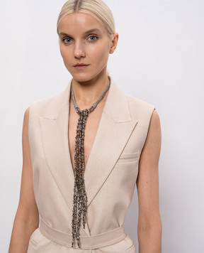 Peserico Коричневые бусы с цепочкой мониль и бусинами A35506C0CC779