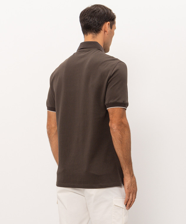 Brunello Cucinelli Коричневое поло с принтом эмблемы ME8548788 изображение 4