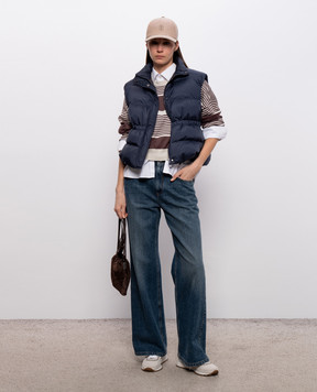 Brunello Cucinelli Синій пуховий жилет з ланцюжком моніль MD5987612P
