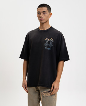 AMIRI Чорна футболка Flames з принтом емблеми AMTOJR1112