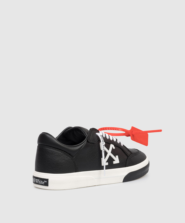 Off-White Чорні шкіряні кросівки Vulcanized з нашивкою Arrow OMIA293C99LEA002 зображення 3