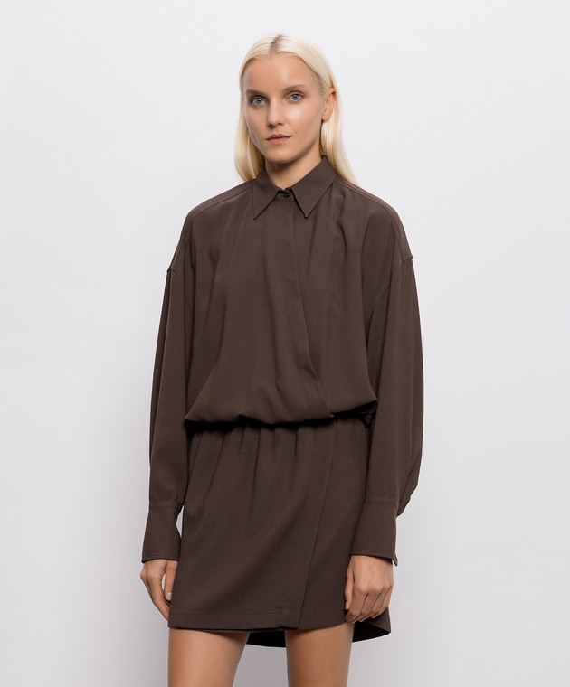 Brunello Cucinelli Коричнева сукня з вовною MG542AB1A1 зображення 3