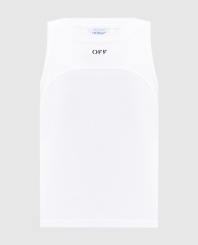 Off-White Білий топ в рубчик з вишивкою логотипа 2FA00673T
