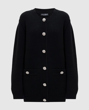 Dolce&Gabbana Чорний кардиган з вовни з кристалами FXVCDZJDVF0
