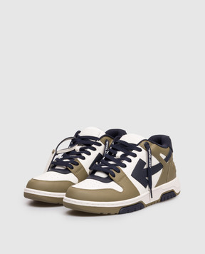 Off-White Шкіряні кросівки кольору хакі Out Of Office OMIA189S26LEA003