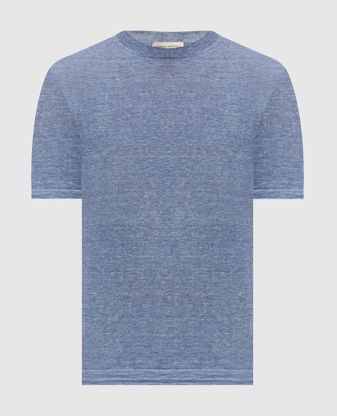 Голубая футболка из льна и шелка