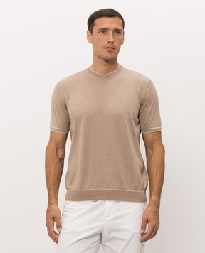 Bertolo Cashmere Бежева футболка з бавовни 902204002056