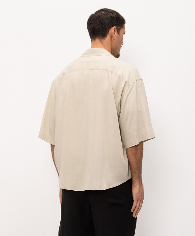 Ami Paris Бежева сорочка з вишивкою логотипа HSH830VI0036 зображення 4