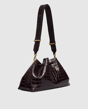 Jimmy Choo Бордова шкіряна лакована сумка-кісет Cinch з тисненням під шкіру крокодила BONBONBCKTEWCBH